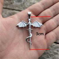 Pendentif vintage aile de dragon, mini-amulette épée en acier inoxydable pour mode alternative et style gothique