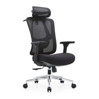 Chaise de bureau ergonomique pivotante moderne avec accoudoirs 4D en PU, soutien lombaire réglable, dossier en maille respirante et structure en nylon pour le bureau à domicile