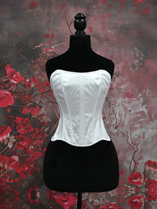 Women's Vintage <b>Strapless</b> Plus Size Satin Waist Cincher Overbust Corset <b>Top</b> Boned Lace Up Bodyshaper Crop Bandeau <b>Top</b> - Product Image 3