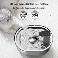 Fontaine à eau pour chien et chat en acier inoxydable, distributeur d'eau intelligent sans fil à circulation automatique, distributeur d'eau sans prise pour animaux de compagnie