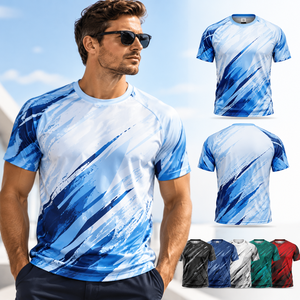 เสื้อยืดพิมพ์ลายแบบ Dye Sublimation เสื้อยืดกีฬาพิมพ์ลายตามสั่งสำหรับผู้ชาย เสื้อผ้ากีฬาพิมพ์ลายทั้งตัว รับผลิตแบบ OEM ODM เสื้อผ้าแบรนด์ส่วนตัว - Product Image 1
