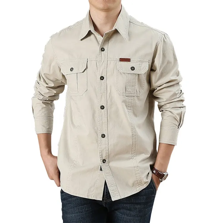 Men Casual Button Dress Shirts Vintage Shirt Men Slim Fit Uniform Shirt