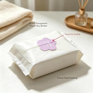 Etichette Adesive Trasparenti BOPP Antimanomissione Personalizzate con Stampa Floreale e Messaggio di Ringraziamento <span class=keywords><strong>per</strong></span> Sigillatura Confezioni di Assorbenti Igienici - Product Image 5