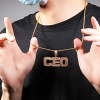 Colliers avec pendentif personnalisé en or, chaîne hip-hop, zircon personnalisé, diamant, plaque de nom avec initiale 26 lettres, collier personnalisé, ensembles de bijoux