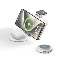 Chargeur Sans Fil Magnétique Pliable 3-en-1 OEM/ODM Certifié, Charge Rapide 15W pour Android, AirPods, iPhone, Banques d'Alimentation et Stations d'Énergie
