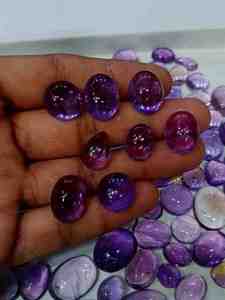 Piedra preciosa suelta de cuarzo de corindón de forma redonda de cabujón de amatista púrpura Natural para la fabricación de joyas para collares - Product Image 4