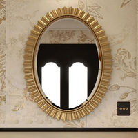 Miroir de salle de bain vintage anti-buée de style français, miroir intelligent LED en bois en forme d'alien, garantie 3 ans, pour lavabo mural