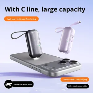 Nuovo Arrivo Power Bank con Ricarica <span class=keywords><strong>Super</strong></span> Veloce PD 22.5W, Design a Capsula, Cavo Integrato, Capacità 5000mAh e 10000mAh - Product Image 6