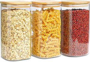 Tùy Chỉnh Thủy Tinh Gia Vị Lọ Với Nắp Tre Kín Vuông Gia Vị <span class=keywords><strong>Container</strong></span> Gia Vị Lọ Cho Gia Vị Muối Đường - Product Image 5