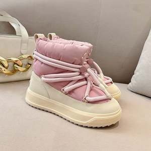 Solid-color Classic Versatile <b>Snow</b> <b>Boots</b> with Added Insulation for Warmth, Thick Sole for Height, and <b>Snow</b>-proof Design - Product Image 1