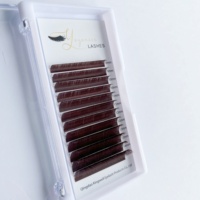 Extensions de Cils Éventail Fait Main Marron Foncé, Courbure C/D, Mélange 8-15mm, Haute Qualité, Colorés, Individuels Ombrés
