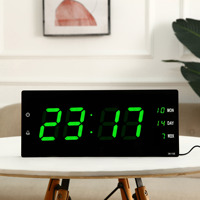 Jam Dinding Digital LED Pintar Modern dengan Font Besar, Pencahayaan, dan Pemantau Suhu Kelembaban, Alarm, Plastik/Kaca