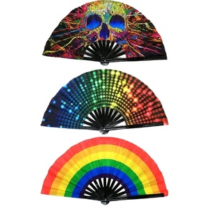 Folding Handfan Fold Dot Rainbow Print Festival Handheld Fan 33Cm Large Folding Hand Fan Handheld Fan for Girls <b>Gift</b> - Product Image 5
