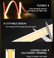Bande LED COB CCT 12V 576 LED/m 5m/10m PVC USB 3500K Dimmable et découpable pour la décoration intérieure