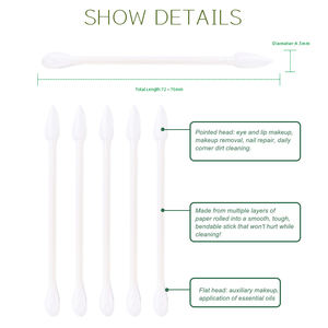 Bastoncini di Cotone 100% Originali per Igiene e Cura della Bellezza, 500 Pezzi con Bastoncino di Carta per Trucco e Pulizia - Product Image 3
