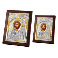 Icônes en bois orthodoxes finition argentée personnalisée en gros pour église tenture murale décoration de la maison artisanat en bois boîtes en bois signes muraux