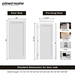 Cửa nội thất hiện đại tùy chỉnh gỗ rỗng sơn lót đúc MDF cửa gỗ khách sạn Shaker phong cách cửa cho ngôi nhà thiết kế mới nhất - Product Image 2
