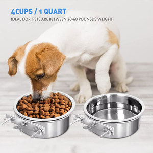 Bunnyhi XGW002 Aço inoxidável Coop Cup Wire Hanger Kennel Pet Bowl Pet <span class=keywords><strong>Food</strong></span> Tigelas de água para cães Gatos Pássaros - Product Image 3
