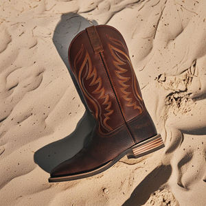 Venta al por mayor botas de vaquero Dropshipping cuero genuino punta cuadrada Vintage estilo occidental Botines altos para hombres zapatos del desierto - Product Image 5