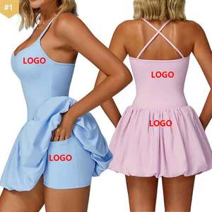 שמלה באיכות גבוהה ניילון ספנדקס נשים לחצות בחזרה את שמלת טניס ספורט נשיפה ספורט ספורט ללבוש גמישות גבוהה שמלות גולף שמלות - Product Image 1