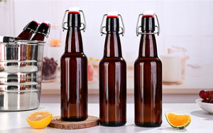 Bottiglia <span class=keywords><strong>di</strong></span> <span class=keywords><strong>Vetro</strong></span> per <span class=keywords><strong>Birra</strong></span> Fatta in Casa, Ermetica con Tappo a Molla, Ambra o Trasparente, 16 oz, 500ml, 330ml - Product Image 4