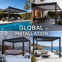 Pergola en aluminium motorisée à toit à lames orientables, bioclimatique, imperméable, écologique, avec revêtement en poudre, pour terrasse extérieure