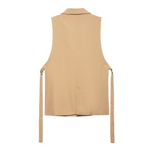 SHENZHU Femme Nouvelle Collection Été 2025 <span class=keywords><strong>Gilet</strong></span> Chic <span class=keywords><strong>Sans</strong></span> Manches Style Vintage avec Fente, Veste <span class=keywords><strong>sans</strong></span> Manches Tendance - Product Image 3