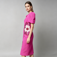 Robe de cocktail de luxe pour femmes, nouvelle collection, ornée de perles lourdes, de paillettes et d'appliques florales 3D, manches courtes