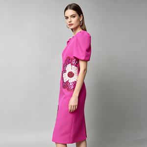 <span class=keywords><strong>Robe</strong></span> <span class=keywords><strong>de</strong></span> <span class=keywords><strong>cocktail</strong></span> <span class=keywords><strong>de</strong></span> luxe pour femmes, nouvelle collection, ornée <span class=keywords><strong>de</strong></span> perles lourdes, <span class=keywords><strong>de</strong></span> paillettes et d'appliques florales 3D, manches courtes - Product Image 2