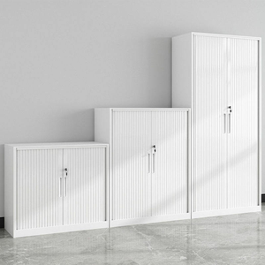 Armoire de classement en acier à porte coulissante push-pull, avec serrure antivol, style minimaliste moderne, pour bureau, atelier, salle de sport, mobilier commercial - Product Image 1