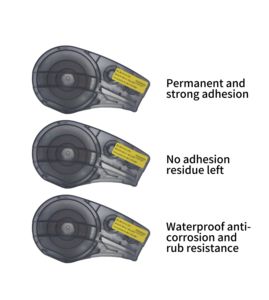 <span class=keywords><strong>Étiquette</strong></span> compatible noire sur ruban d'<span class=keywords><strong>étiquette</strong></span>s M21-375-595 jaune 9.5mm * 6.4m pour une utilisation dans une cartouche de ruban <span class=keywords><strong>BMP21</strong></span>-PLUS - Product Image 3