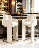 Chaises de bar hautes réglables au design moderne, revêtement en cuir noir, base en acier inoxydable, tabourets de bar pour hôtel, cuisine, salle à manger