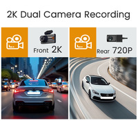 Caméra de tableau de bord 4G 3 pouces 2K/1440P avec WiFi, GPS, double caméra DVR pour voiture, visualisation en direct, suivi à distance, diffusion vidéo en direct