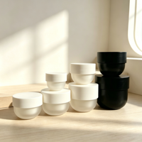 Pot en PET givré de 30 ml avec couvercle blanc mat, pot cosmétique en plastique vide pour crème pour le visage, beurre corporel, emballage de soins de la peau, logo personnalisé