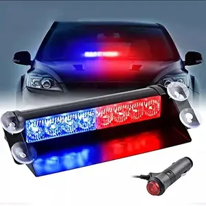 8 Led Emergency Strobe Light Bar Car Windshield Flashing Warning Lights 12V Flasher Drl Red Blue Amber 3 Flashing Modes