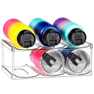 Organisateur de bouteilles d'eau en métal empilable à 3 niveaux, capacité de 9 bouteilles, montage mural, rangement pour cuisine, salle de bain, comptoir, réfrigérateur - Product Image 1