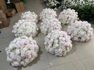 Boule de fleurs artificielles W-D024, fleurs roses, gypsophile, centre de table pour mariage, décorations de table de fête - Product Image 4