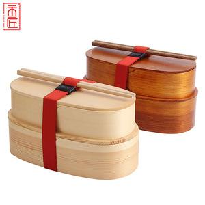 Wooden Bento <b>Box</b> Egg Shape With Chopsticks And Strap Student <b>Lunch</b> <b>Box</b> Multi Compartment Design - Product Image 5