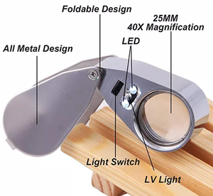 40배율 풀 메탈 조명 보석 루페, LED 화폐 감별 및 보석 식별용 - Product Image 4