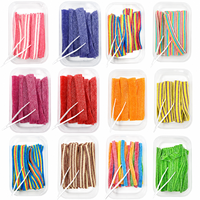 Caramelos de licorice rellenos, dulces y ácidos, en tiras, con mezcla de frutas, gomitas masticables, al por mayor, personalizados, a granel, coloridos, con certificación BRC