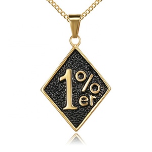 จี้สร้อยคอรูปโลโก้ 1%er ประดับเพชร 1%  ทำจากสแตนเลสเคลือบเงา  ทอง 18K  สำหรับนักขี่มอเตอร์ไซค์  งานสั่งทำพิเศษ - Product Image 5