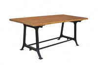 PH2001 Mobilier de maison italien élégant cadre en métal industriel vintage Table à manger rectangulaire en bois de récupération haut en bois