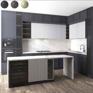 Meubles de cuisine modulaires de luxe intelligents pour la maison, armoires de cuisine modernes intégrées avec îlot, évier et panier à tiroirs - Product Image 4
