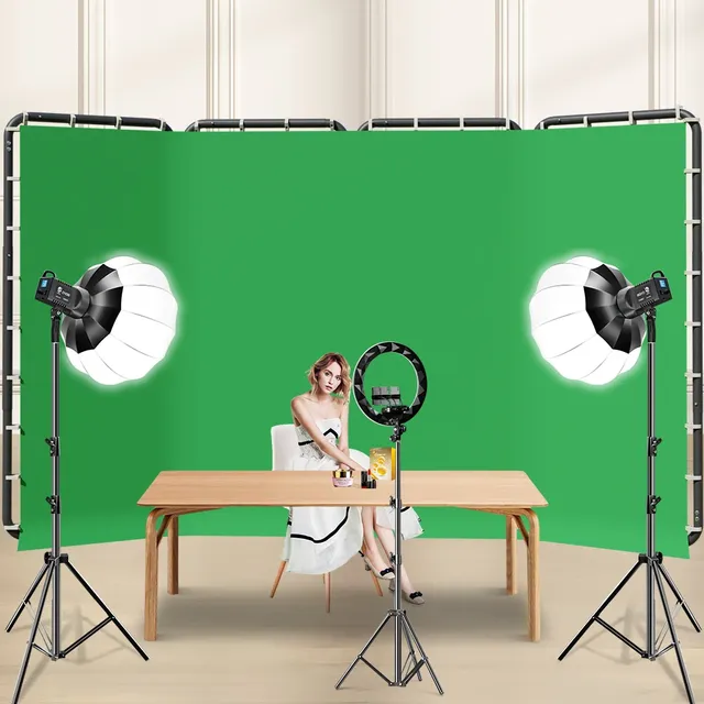 Green Screen Backdrop with Stand Large Collapsible Green Backdrop for Parties Photography Video Shooting Live Streaming Gaming