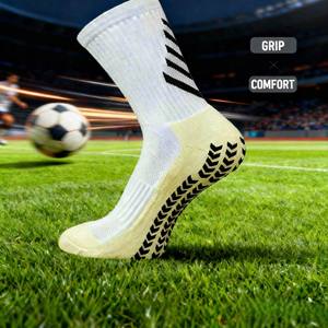 Men's Crew Football <b>Socks</b> Anti-Slip <b>Moisture</b>-Wicking Fleece Geometric Pattern for Matches & Training - Product Image 1