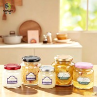 Pot en verre à rayures gaufrées, récipient en verre transparent multi-capacités pour desserts, flocons d'avoine, emballage cadeau alimentaire