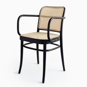 Fauteuil de salle à manger moderne de luxe en bois massif avec cannage en rotin, design simple et nouveau - Product Image 2