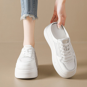 Chaussures à talon mi-haut, à semelle épaisse, à plateforme, style 'cake', rehaussant la silhouette, idéales pour les promenades décontractées - Product Image 4