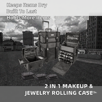 Valise à roulettes professionnelle en toile de luxe, grande, pour maquillage, cosmétiques, bijoux, artiste, vernis à ongles, résistante à l'eau