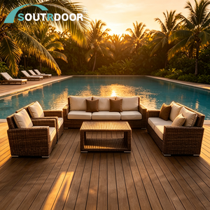 Set Lounge Moderno per Patio Hotel, Mobili <span class=keywords><strong>da</strong></span> <span class=keywords><strong>Giardino</strong></span> <span class=keywords><strong>in</strong></span> Resina, Divano Impermeabile <span class=keywords><strong>in</strong></span> Rattan Sintetico per Appartamenti, Cortili e Parchi - Product Image 5
